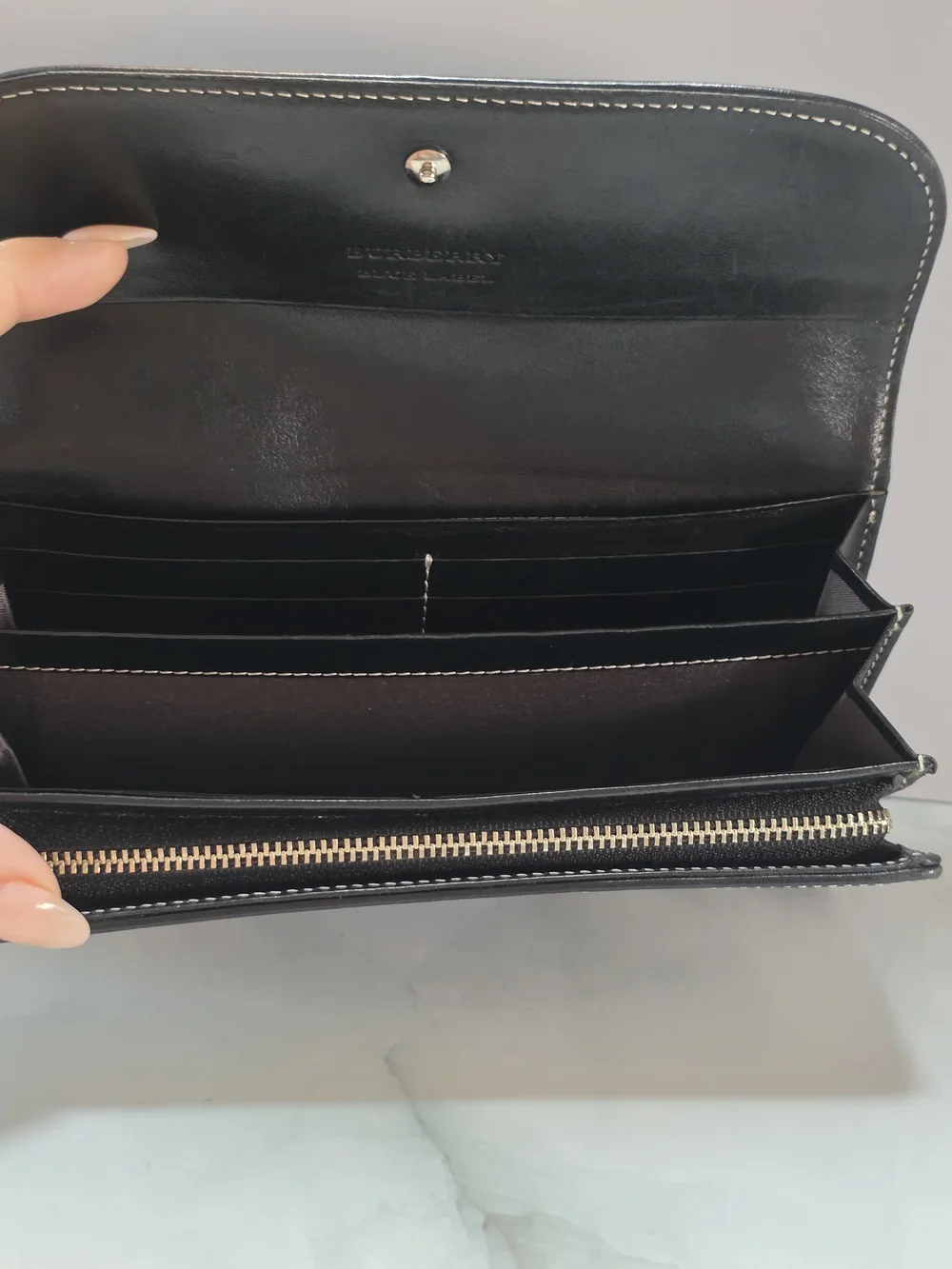 Burberry Blue Label Nova Check Continental Wallet Black Blue